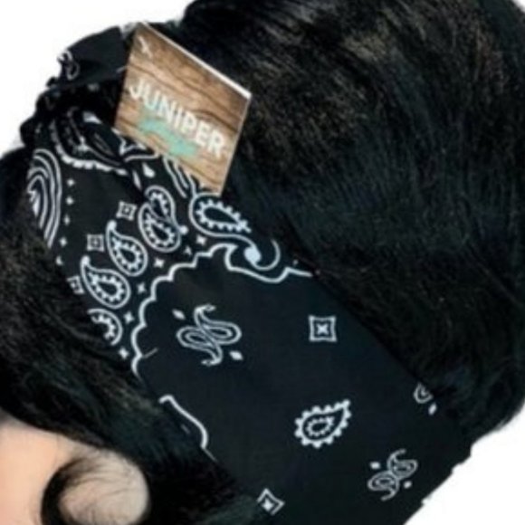 Black Paisley Rockabilly Bandana Tie Headband - Picture 8 of 13